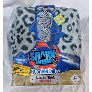 Shark Week Leopard Shark Blanket 56" H by 22" W Glow Dark Eyes by Blankie Tails
